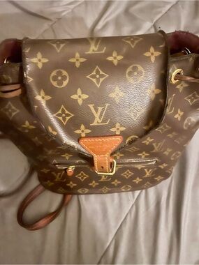 Louis Vuitton Monogram Canvas Backpack in Brown with Tan Accents